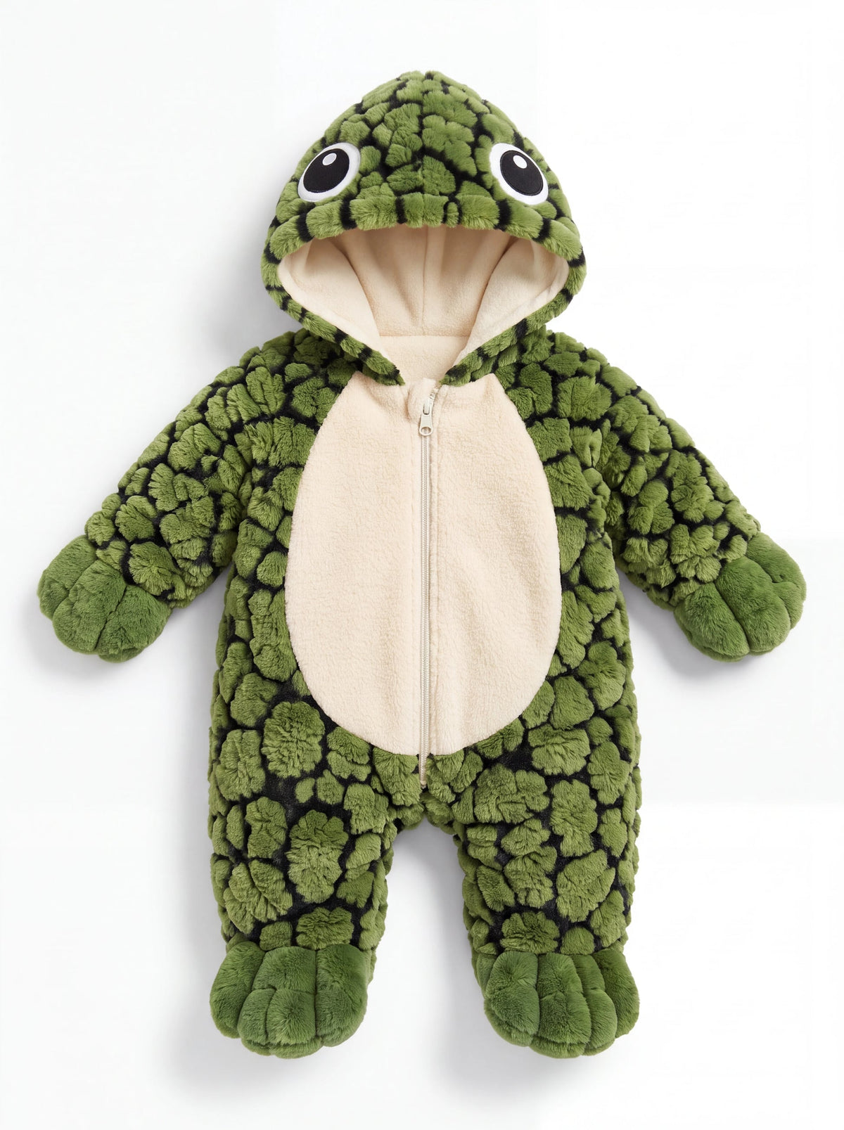 Babyshells turtle onesie — Green front