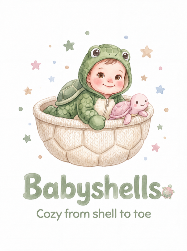 Babyshells logo — turtle baby illustration